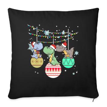 Dinosaure T-Rex Père Noël Cadeau - Housse de coussin décorative 45 x 45 cm - noir - Devant