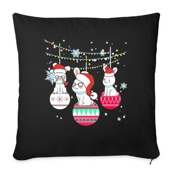Rabbit rabbit bunnies Christmas gift - Sofa pillowcase 17,3'' x 17,3'' (45 x 45 cm) - black - Front