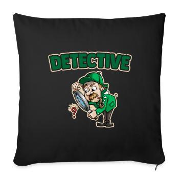 Detective with magnifying glass - Sofa pillowcase 17,3'' x 17,3'' (45 x 45 cm) - black - Front