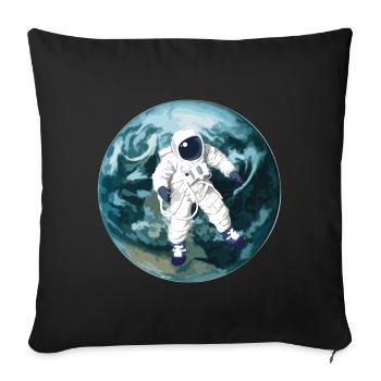 Astronaute avant la terre | Univers univers voyage spatial - Housse de coussin décorative 45 x 45 cm - noir - Devant