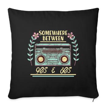 Retro Vintage Radio 80er 90er Geschenk Kassette - Sofakissenbezug 45 x 45 cm - Schwarz - Vorne