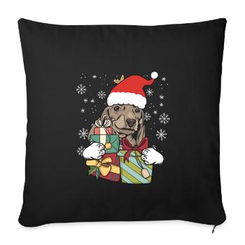 Blaireau chien noël Santa cadeau - Housse de coussin décorative 45 x 45 cm - noir - Devant