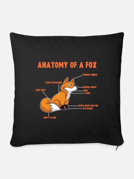 Anatomie von einem Fuchs Geschenke Füchse Rotfuchs - Sofakissenbezug 45 x 45 cm - Schwarz