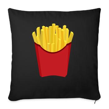 Frites alimentaire | Pomme de terre cadeau - Housse de coussin décorative 45 x 45 cm - noir - Devant
