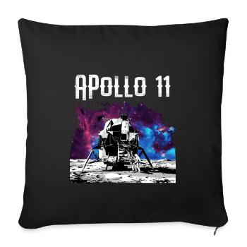 Apollo 11 moon landing space astronaut gift - Sofa pillowcase 17,3'' x 17,3'' (45 x 45 cm) - black - Front