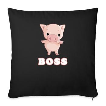 Piggy Boss Pig Porcinet Fille Cadeau - Housse de coussin décorative 45 x 45 cm - noir - Devant
