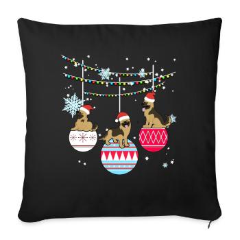 Cadeau de Noël de chien de berger allemand - Housse de coussin décorative 45 x 45 cm - noir - Devant