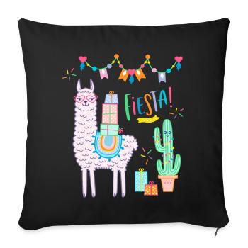 Anniversaire de cadeau d'alpaga comique rose de Llama Fiesta - Housse de coussin décorative 45 x 45 cm - noir - Devant