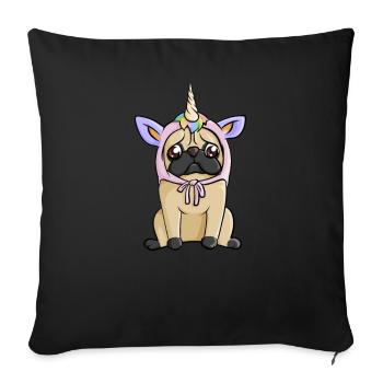 Pug unicorn costume dog gift - Sofa pillowcase 17,3'' x 17,3'' (45 x 45 cm) - black - Front