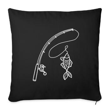 Pêche pêcheur passe-temps pêche pêche sportive - Housse de coussin décorative 45 x 45 cm - noir - Devant
