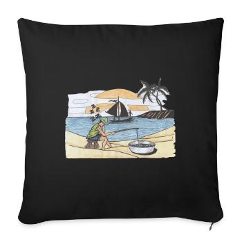 Pêche pêcheur passe-temps pêche pêche sportive - Housse de coussin décorative 45 x 45 cm - noir - Devant