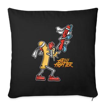 Saucisse de dessin animé de dessin animé - Housse de coussin décorative 45 x 45 cm - noir - Devant