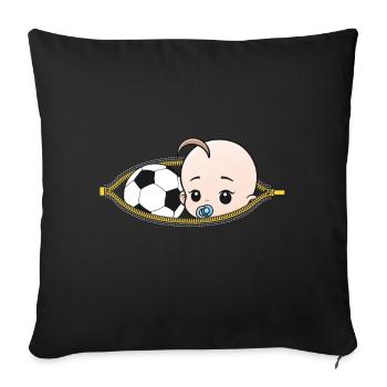 Grossesse football sport enceinte cadeau - Housse de coussin décorative 45 x 45 cm - noir - Devant