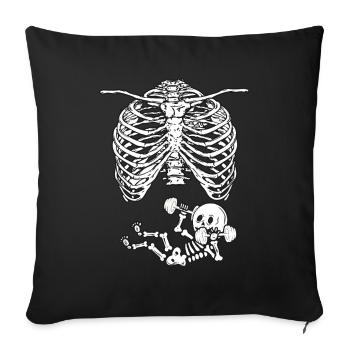 Pregnancy X-ray Ribs Skeleton Workout Gym - Sofa pillowcase 17,3'' x 17,3'' (45 x 45 cm) - black - Front