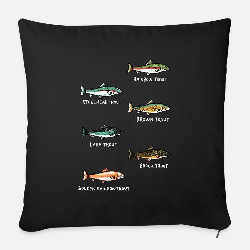 Pêche au poisson | Idée cadeau pêche de poissons - Housse de coussin décorative 45 x 45 cm - noir