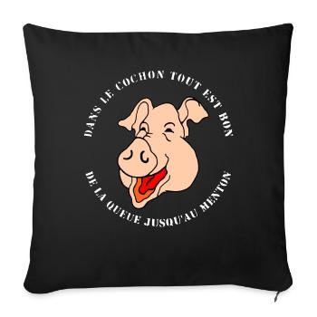 COCHON - Housse de coussin décorative 45 x 45 cm - noir - Devant