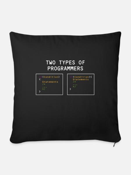 Zwei Arten Programmierer PHP HTML IT Developer - Sofakissenbezug 45 x 45 cm - Schwarz