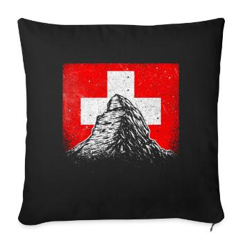 Schweiz Matterhorn Zermatt Schweizerkreuz Geschenk - Sofakissenbezug 45 x 45 cm - Schwarz - Vorne
