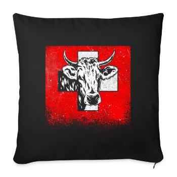 Switzerland Cow Farmer Animal Swiss Cross Gift - Sofa pillowcase 17,3'' x 17,3'' (45 x 45 cm) - black - Front