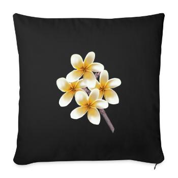 White yellow flowers on a stalk Plumeria temple tree - Sofa pillowcase 17,3'' x 17,3'' (45 x 45 cm) - black - Front