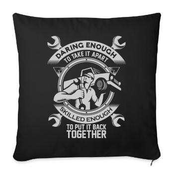 Mécanicien Mécanicien Cadeau mécatronique - Housse de coussin décorative 45 x 45 cm - noir - Devant