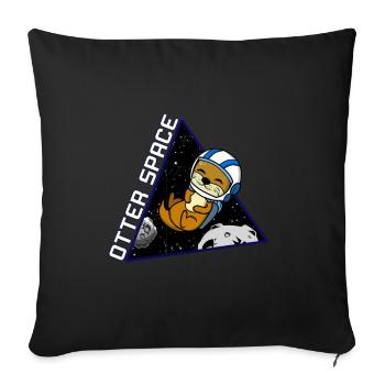 Otter Space Astronaut Planet Gift Voyager dans l'espace - Housse de coussin décorative 45 x 45 cm - noir - Devant