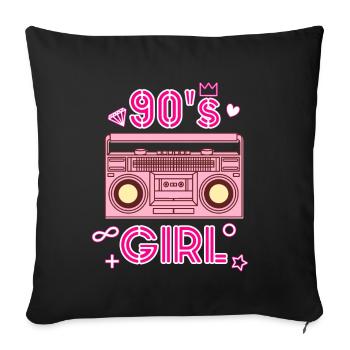 90er Jahre Girl Vintage Retro Radio Geschenkidee - Sofakissenbezug 45 x 45 cm - Schwarz - Vorne