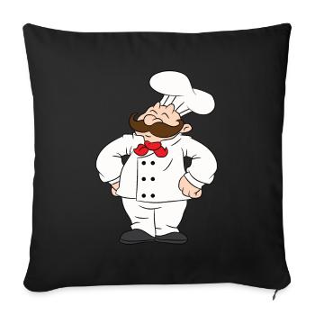 Cuisinier, chef, chef cuisinier, pizzaiolo, boulanger - Housse de coussin décorative 45 x 45 cm - noir - Devant