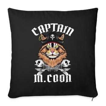 Cat Pirate Kaptitän Maine Coon Pirate Gift - Sofa pillowcase 17,3'' x 17,3'' (45 x 45 cm) - black - Front