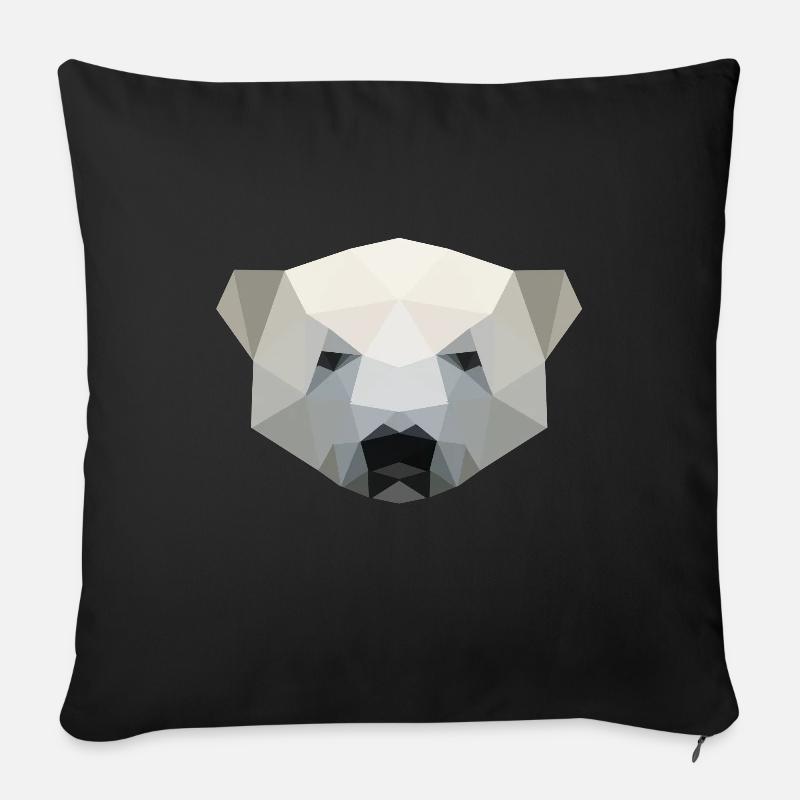 Eisbär, Eisbärenkopf polygon geometrisch - Sofakissenbezug 45 x 45 cm - Schwarz