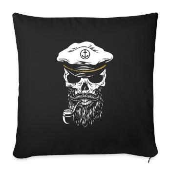 Crâne de capitaine avec barbe et sifflet - Housse de coussin décorative 45 x 45 cm - noir - Devant