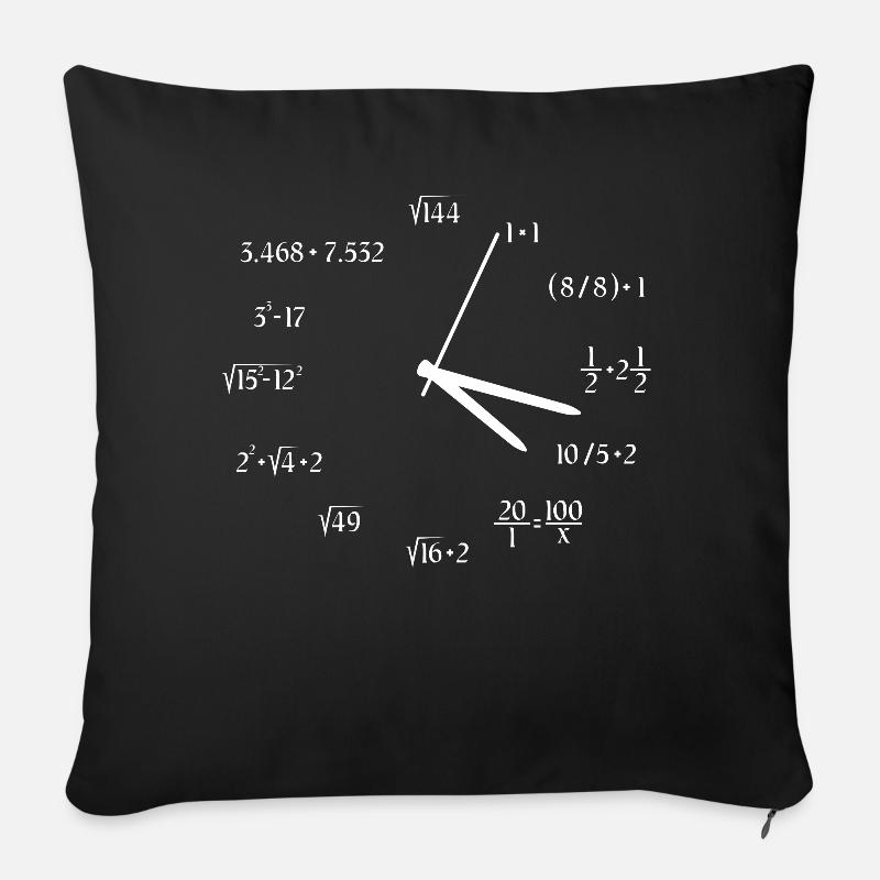 Uhr Mathematik - Sofakissenbezug 45 x 45 cm - Schwarz