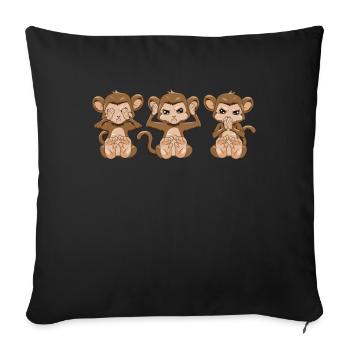 3 singes ne voient rien entendre dire cadeau de singe - Housse de coussin décorative 45 x 45 cm - noir - Devant