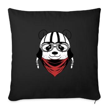 Cooler Panda mit Mütze Tier Geschenkidee - Sofakissenbezug 45 x 45 cm - Schwarz - Vorne