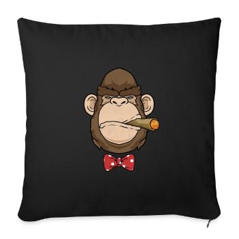 Cool monkey with cigar. Gift idea. Men women - Sofa pillowcase 17,3'' x 17,3'' (45 x 45 cm) - black - Front