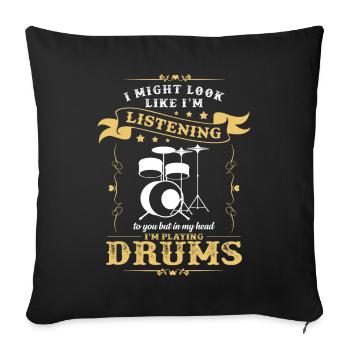 Drums - Sofa pillowcase 17,3'' x 17,3'' (45 x 45 cm) - black - Front