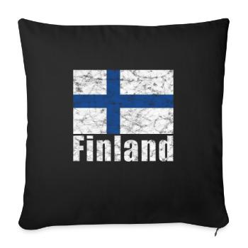 Drapeau finlandais - Housse de coussin décorative 45 x 45 cm - noir - Devant