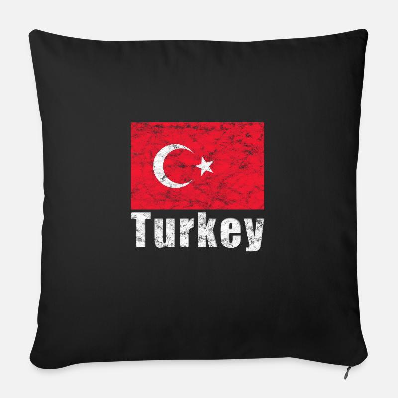 Türkische Flagge - Sofakissenbezug 45 x 45 cm - Schwarz