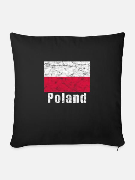 Polen Flagge - Sofakissenbezug 45 x 45 cm - Schwarz