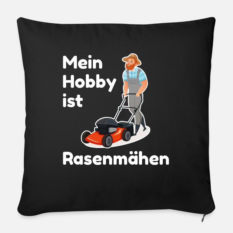 Mein Hobby Rasenmähen - Sofakissenbezug 45 x 45 cm - Schwarz
