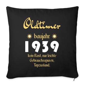 Voitures anciennes année de construction 1939 - Housse de coussin décorative 45 x 45 cm - noir - Devant