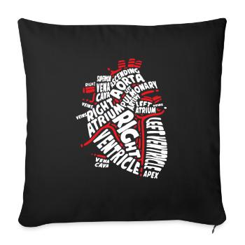 Herz Anatomie Cardologie Krankenschwester Geschenk - Sofakissenbezug 45 x 45 cm - Schwarz - Vorne
