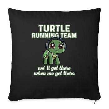 Turtle running group team jogging runner gift - Sofa pillowcase 17,3'' x 17,3'' (45 x 45 cm) - black - Front