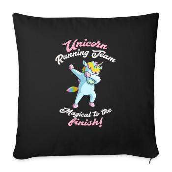 Running group team jog dabbing unicorn gift - Sofa pillowcase 17,3'' x 17,3'' (45 x 45 cm) - black - Front