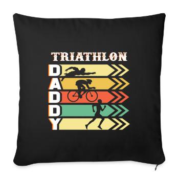 Idée Cadeau Triathlon Papa Papa Papa Triathlète - Housse de coussin décorative 45 x 45 cm - noir - Devant