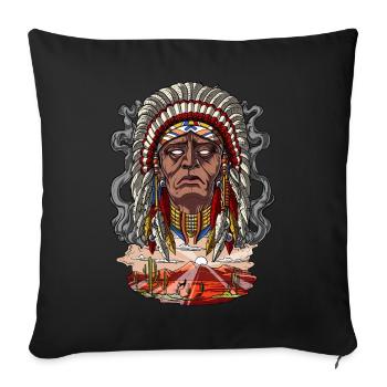 Native American Chief Indian Headdress - Sofa pillowcase 17,3'' x 17,3'' (45 x 45 cm) - black - Front