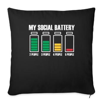 Introvert Social Battery Gift Idea - Sofa pillowcase 17,3'' x 17,3'' (45 x 45 cm) - black - Front