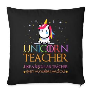 Unicorn Teacher Shirts - Housse de coussin décorative 45 x 45 cm - noir - Devant