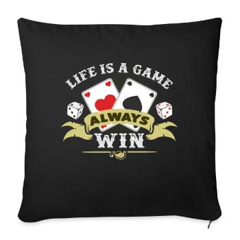 La vie est un jeu de cartes poker dés chance - Housse de coussin décorative 45 x 45 cm - noir - Devant