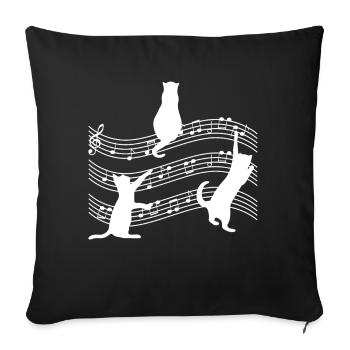 Musique de musique de chats - Housse de coussin décorative 45 x 45 cm - noir - Devant